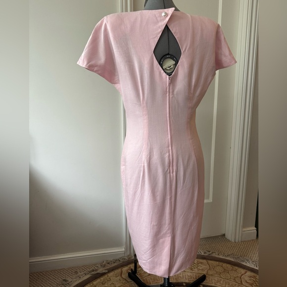 Vintage Talbots Donna Ricco Blush Embroidered Midi Dress - Picture 2 of 10